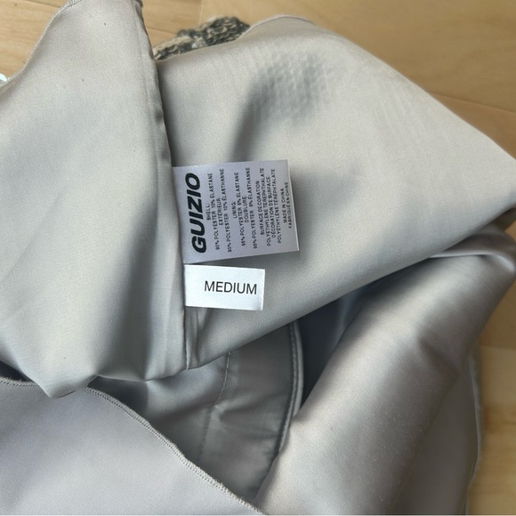 DANIELLE GUIZIO LOW RISE PAILLETTE SKIRT IN SILVER - Picture 7 of 7